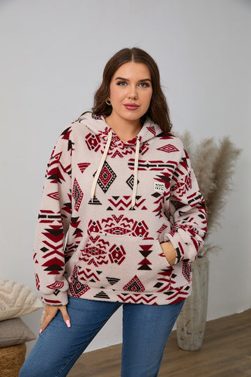 Woochic veste grande taille femme à capuche imprimé polaire